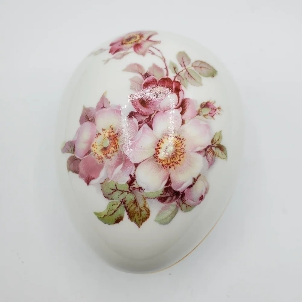 Gerold Porzellan Floral Egg Trinket‎ Box Porcelain Vintage West Germany